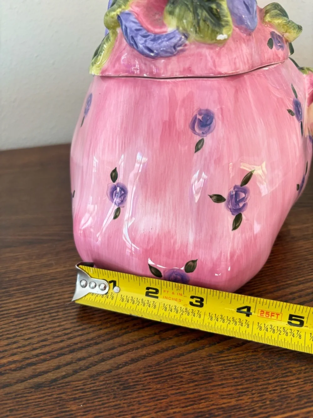 Pink Floral Ceramic Handbag Cookie jar